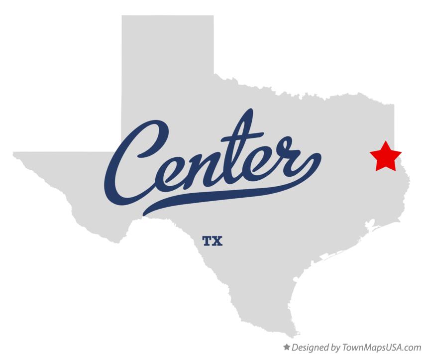 Map of Center Texas TX