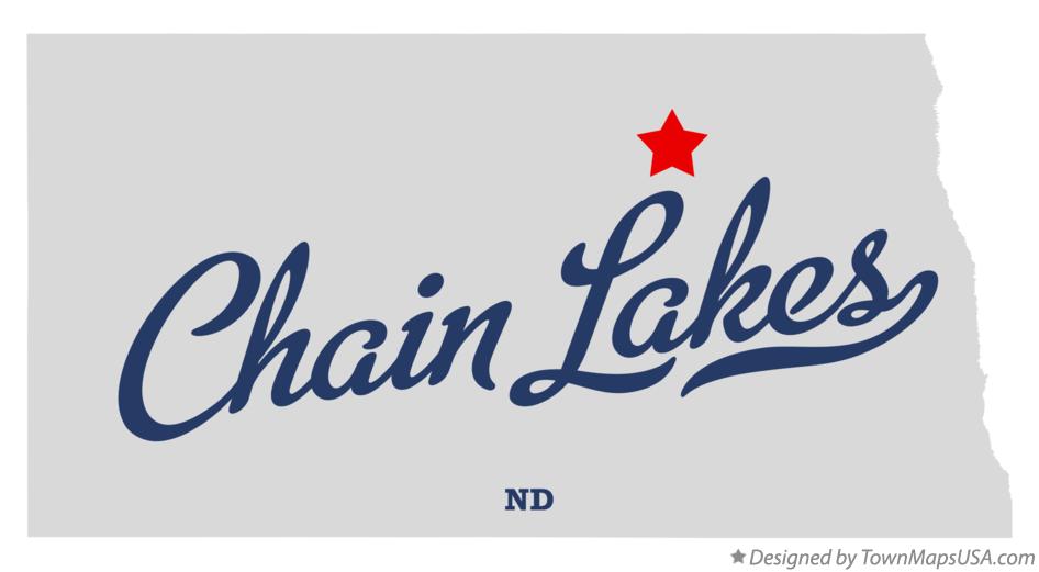 Map of Chain Lakes North Dakota ND