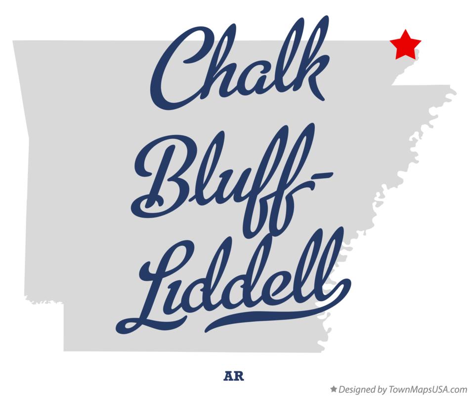 Map of Chalk Bluff-Liddell Arkansas AR