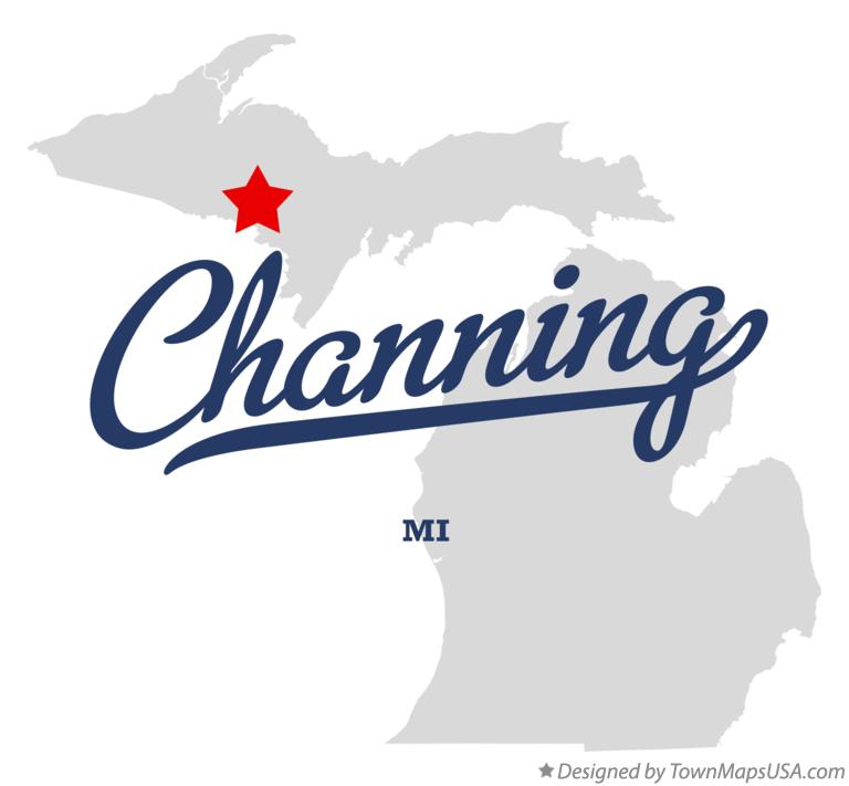 Map of Channing Michigan MI