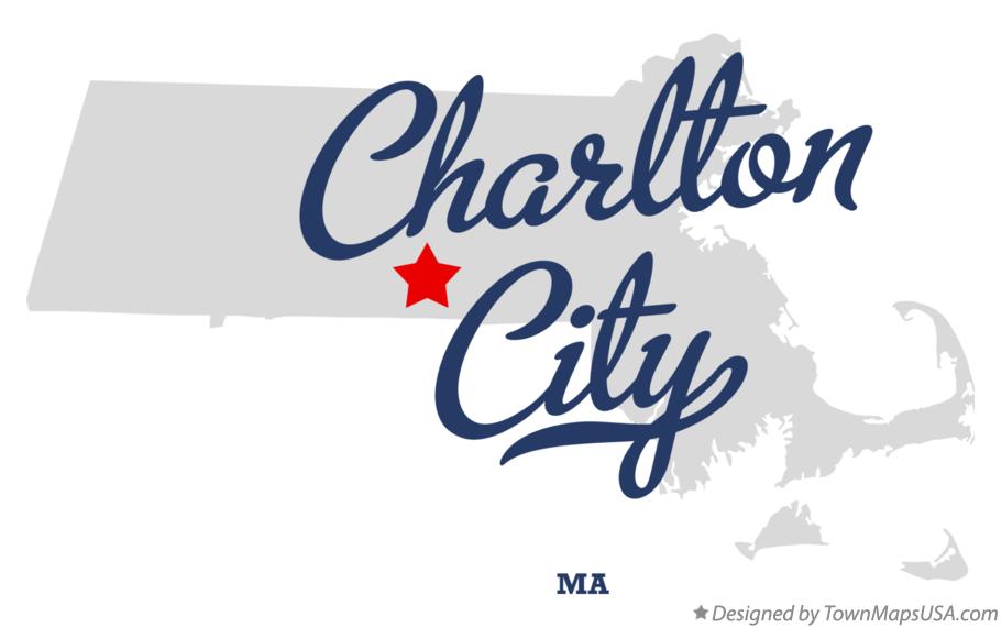 Map of Charlton City Massachusetts MA
