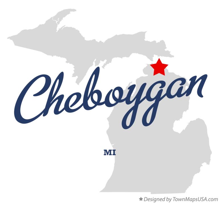 Map of Cheboygan Michigan MI