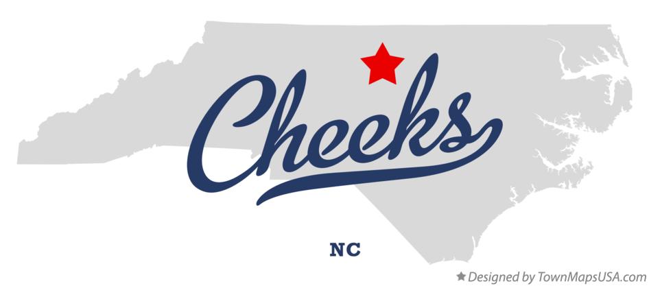Map of Cheeks North Carolina NC