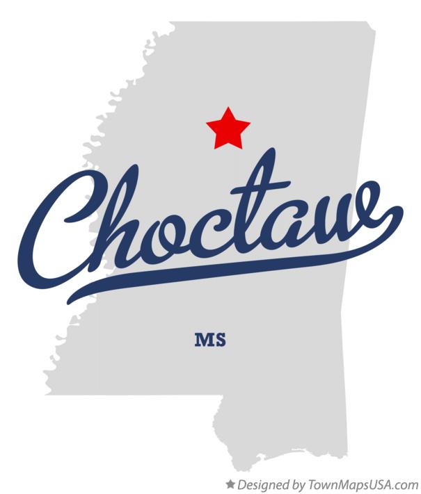 Map of Choctaw Mississippi MS