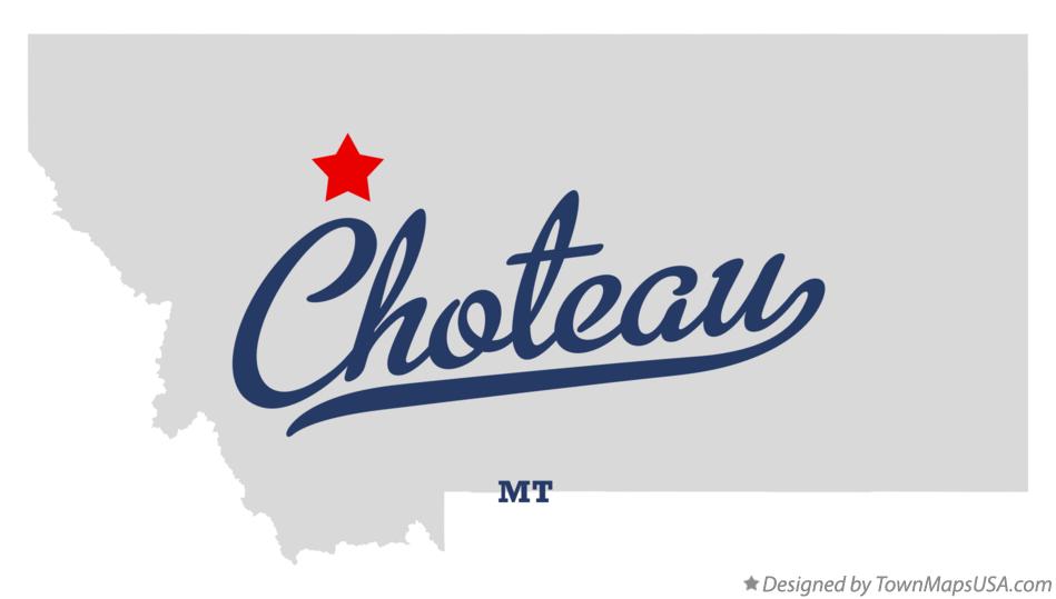 Map of Choteau Montana MT