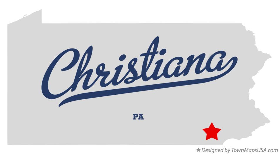 Map of Christiana Pennsylvania PA