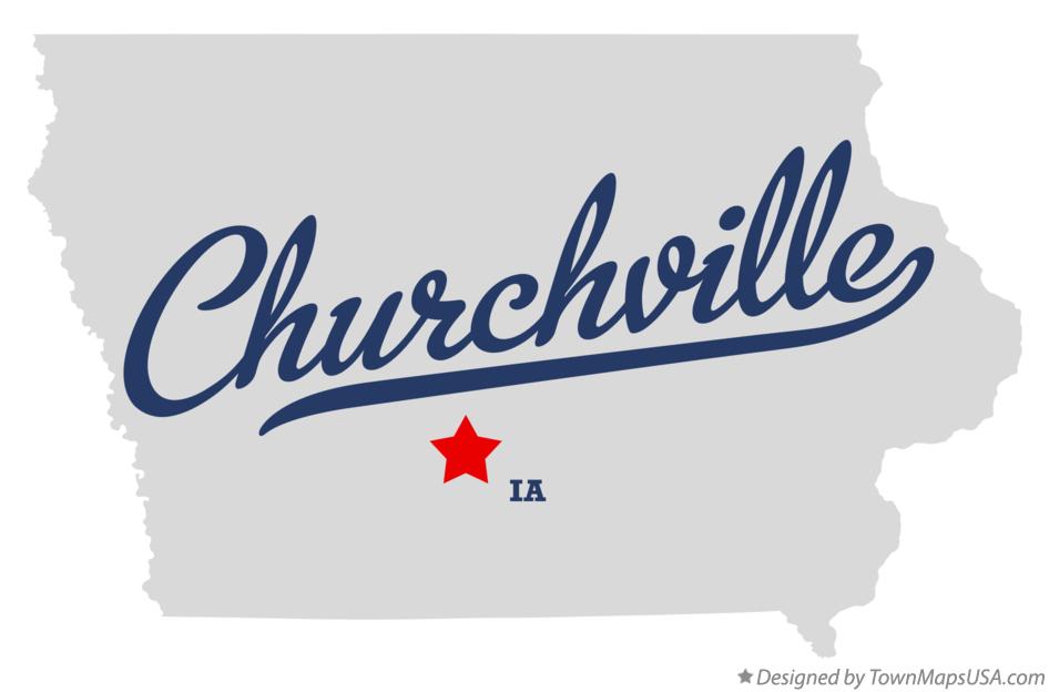 Map of Churchville Iowa IA