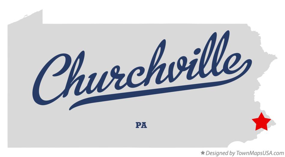 Map of Churchville Pennsylvania PA