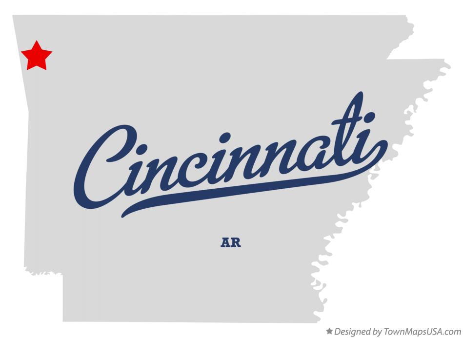 Map of Cincinnati Arkansas AR