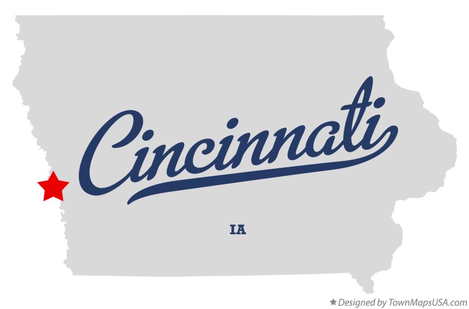 Map of Cincinnati Iowa IA