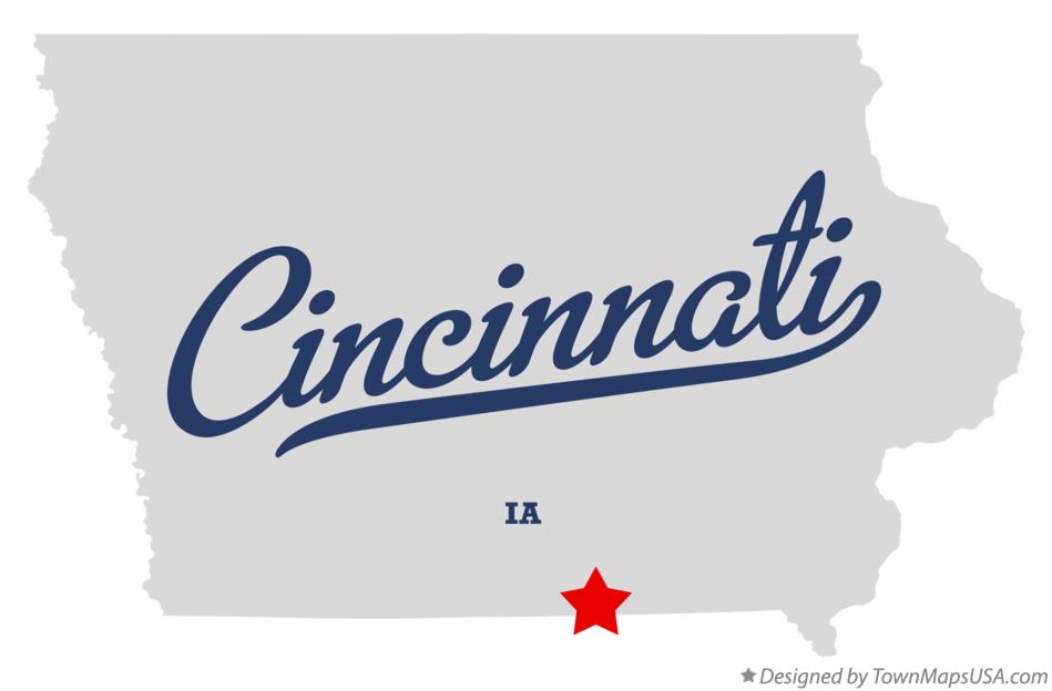 Map of Cincinnati Iowa IA