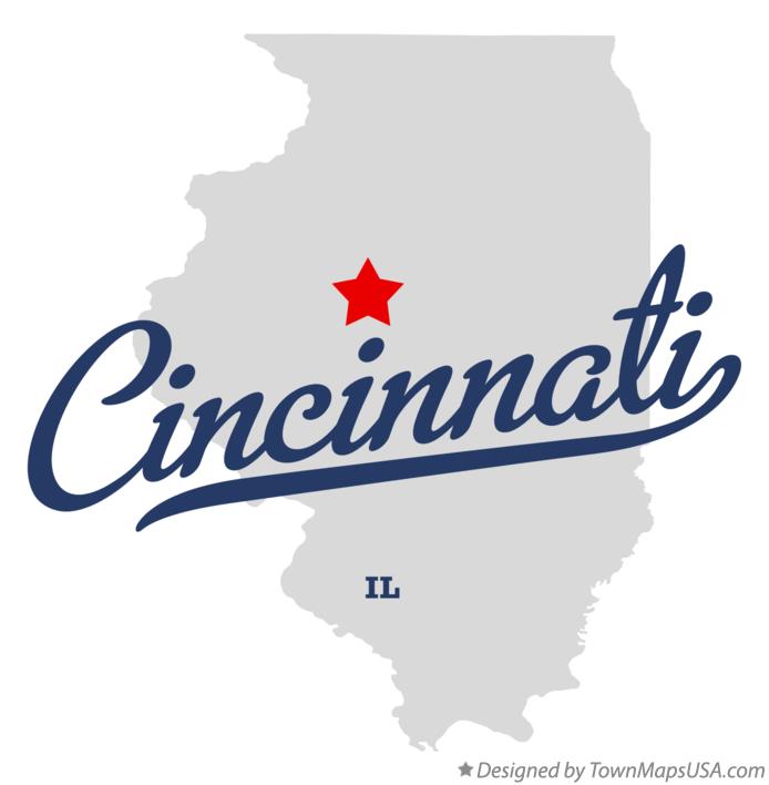 Map of Cincinnati Illinois IL