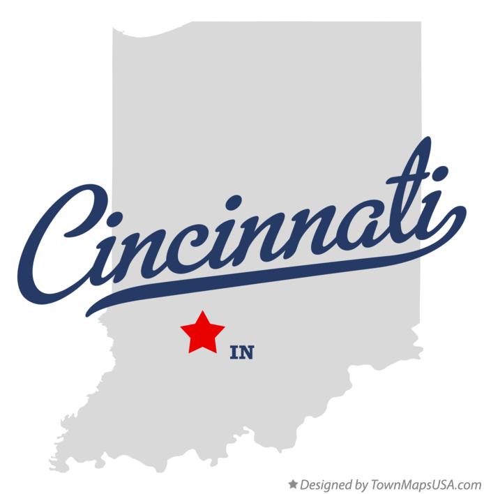 Map of Cincinnati Indiana IN