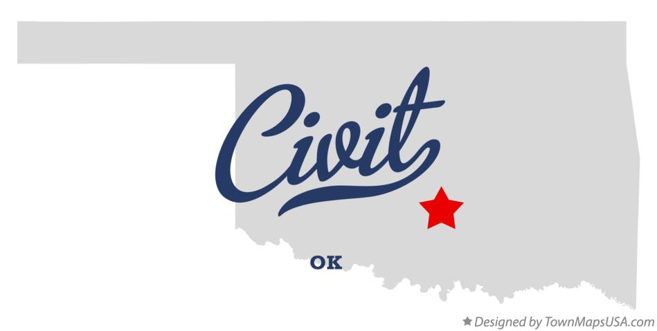 Map of Civit Oklahoma OK