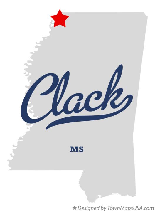 Map of Clack Mississippi MS