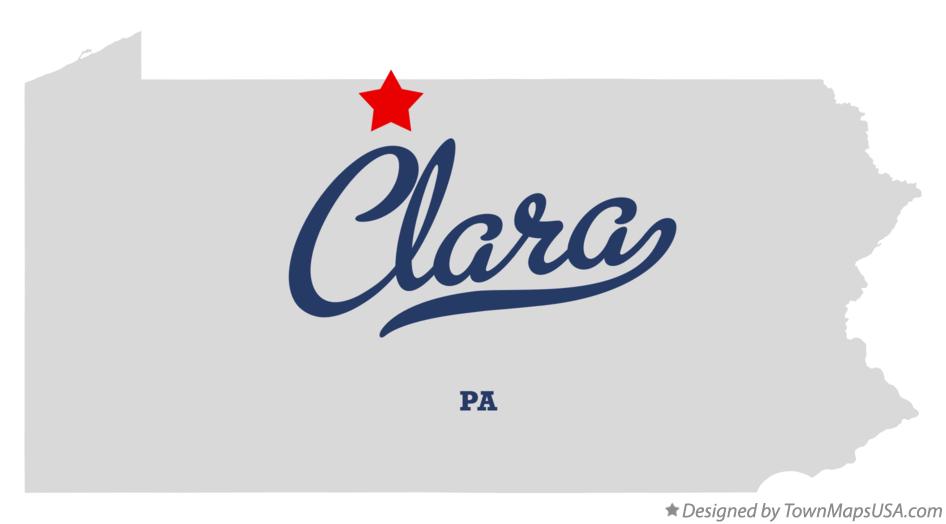 Map of Clara Pennsylvania PA