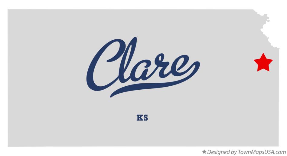 Map of Clare Kansas KS