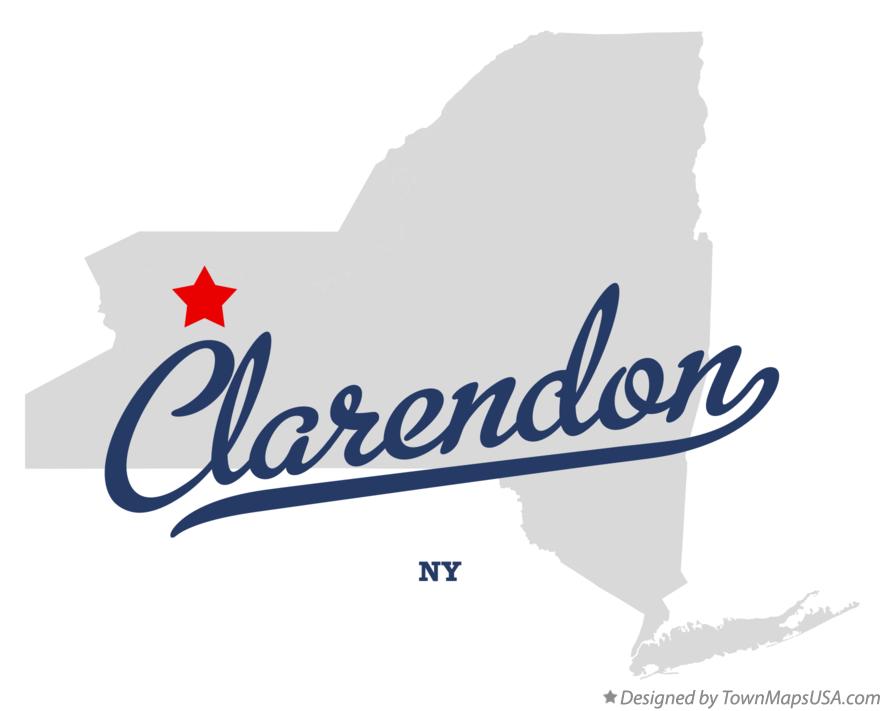 Clarendon New York NY Map professionally designed by GreatCitees.com.