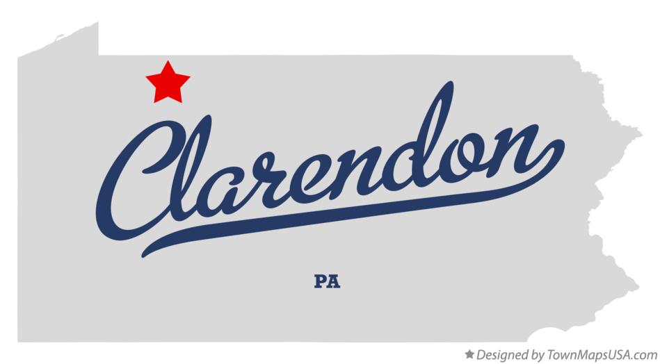 Map of Clarendon Pennsylvania PA