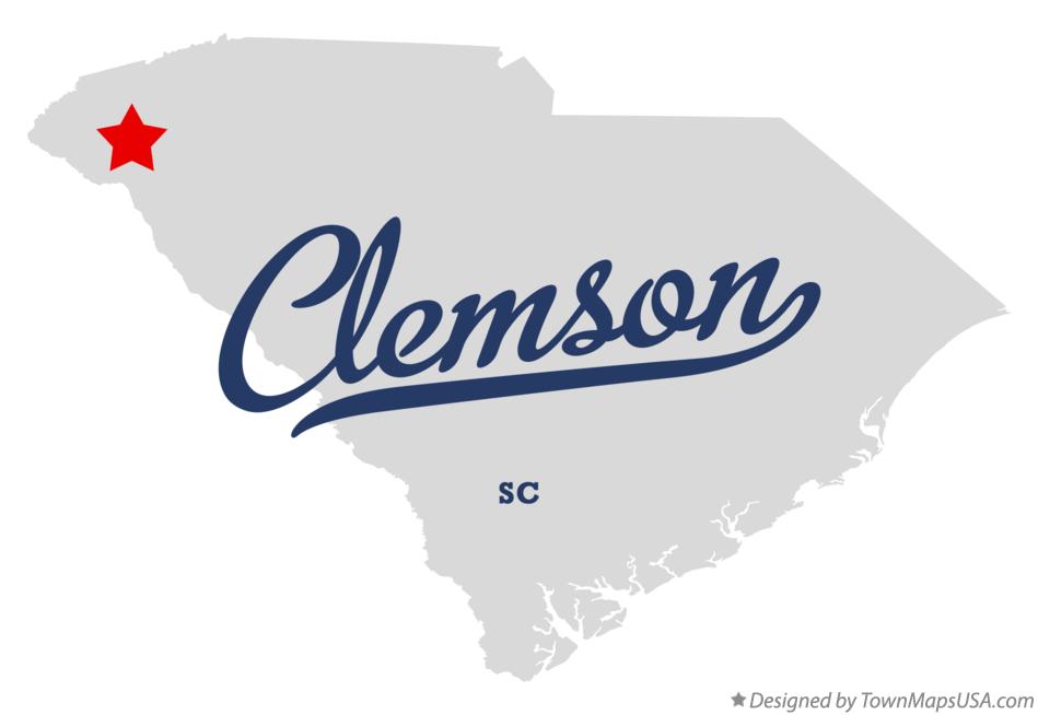Map of Clemson South Carolina SC