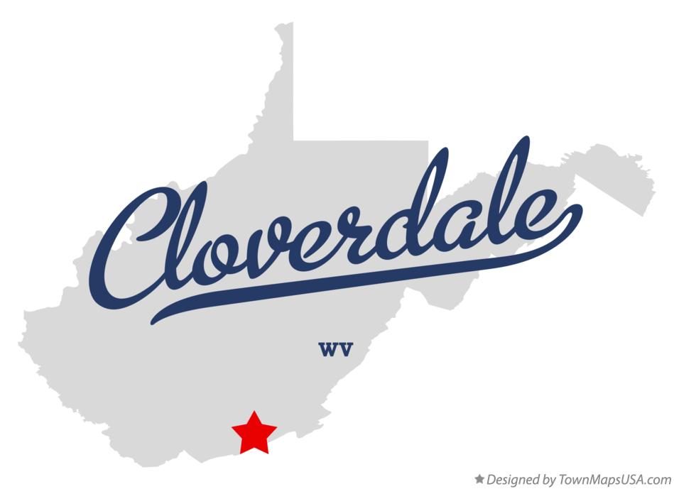 Map of Cloverdale West Virginia WV