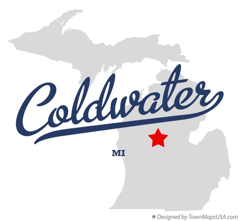 Map of Coldwater Michigan MI