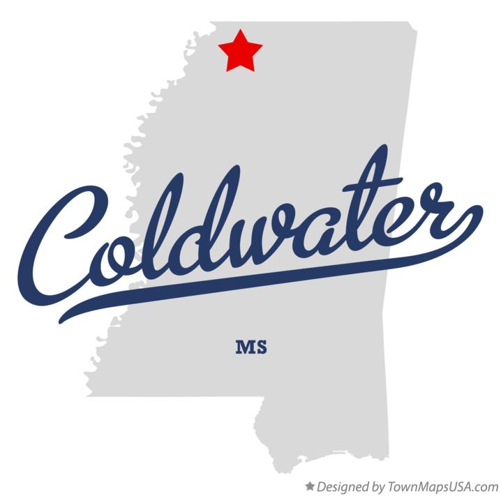 Map of Coldwater Mississippi MS