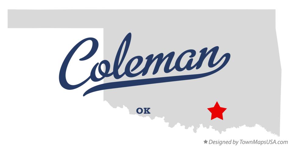 Map of Coleman Oklahoma OK