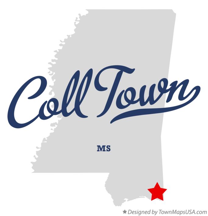 Map of Coll Town Mississippi MS