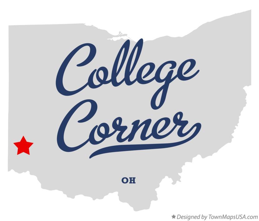 Map of College Corner Ohio OH
