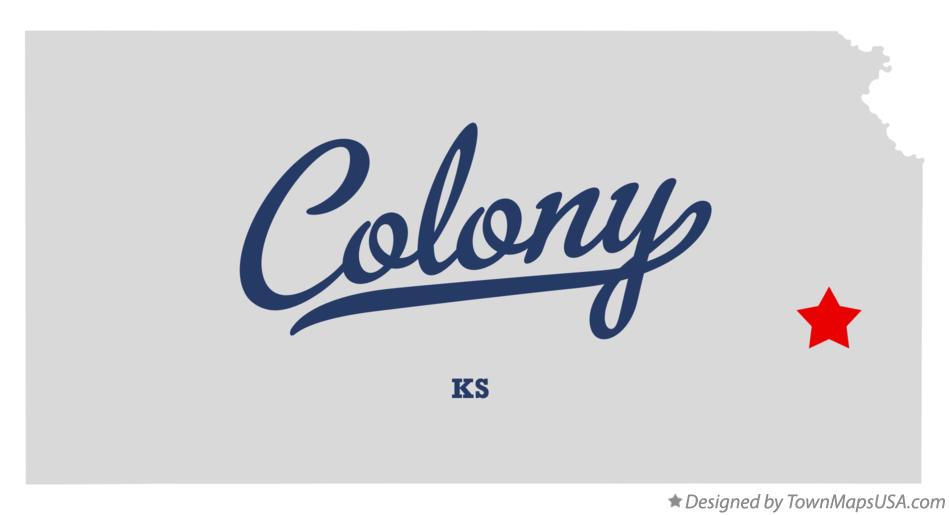 Map of Colony Kansas KS