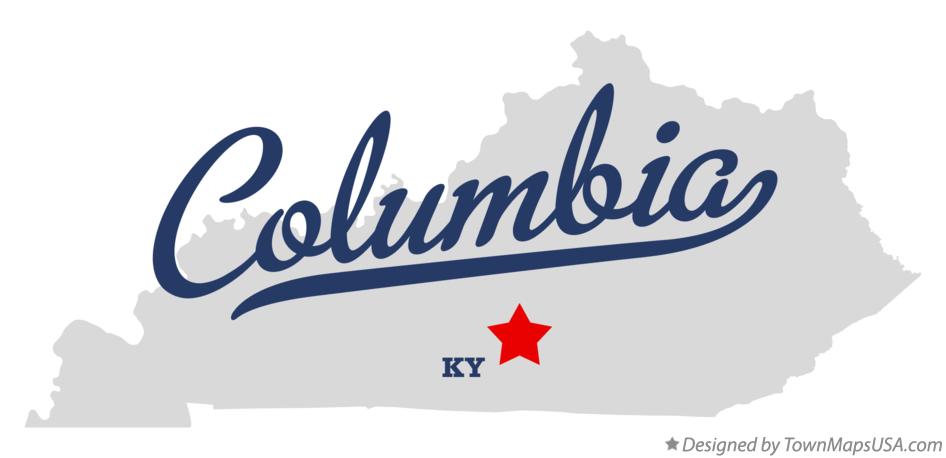 Map of Columbia Kentucky KY