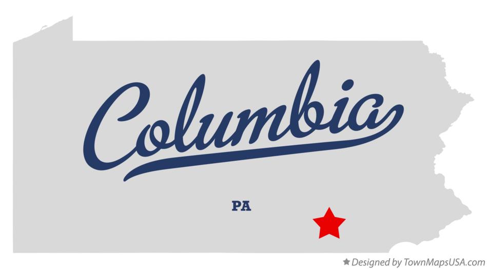 Map of Columbia Pennsylvania PA