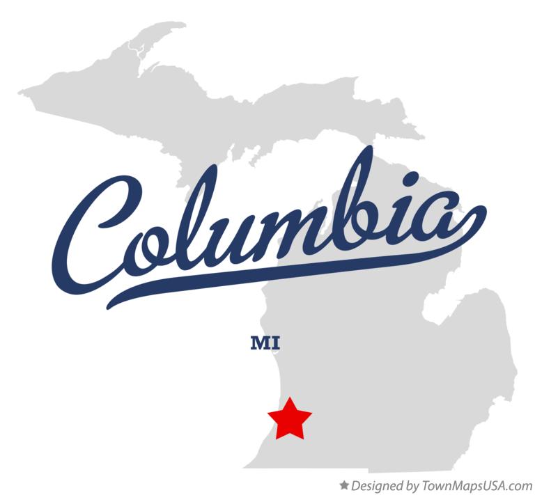 Map of Columbia Michigan MI