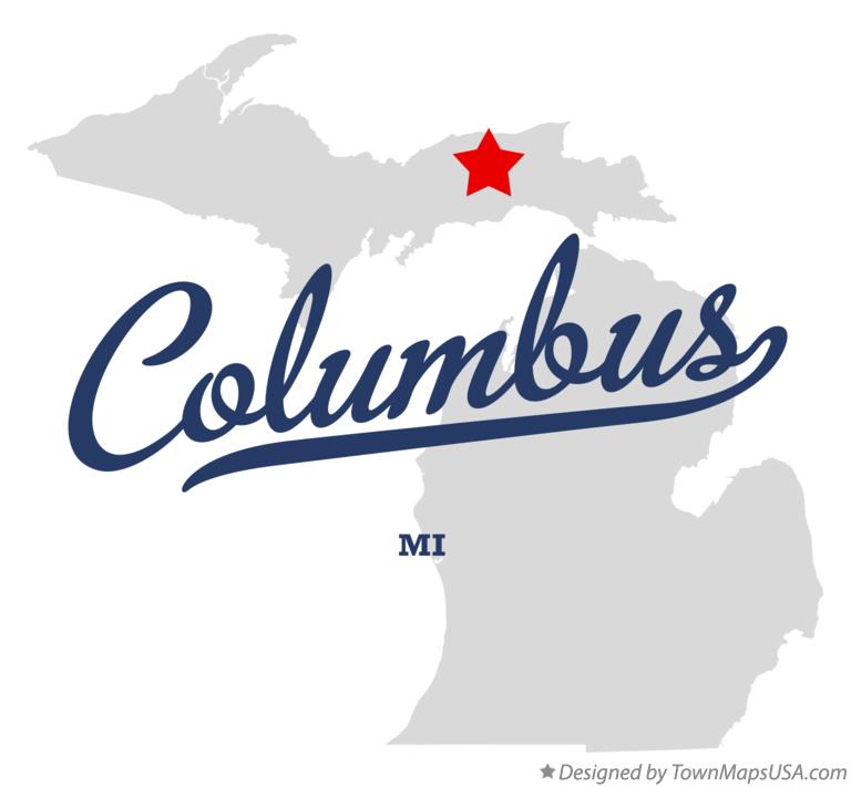 Map of Columbus Michigan MI