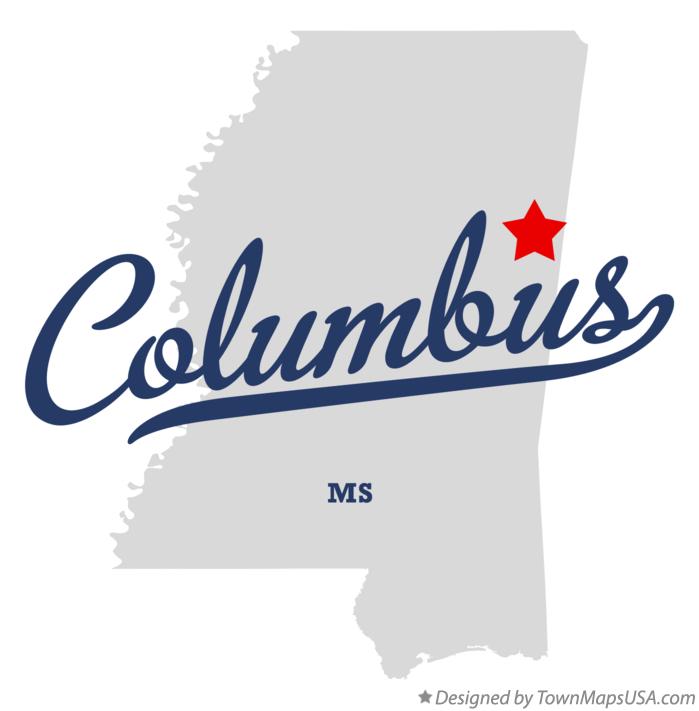Map of Columbus Mississippi MS