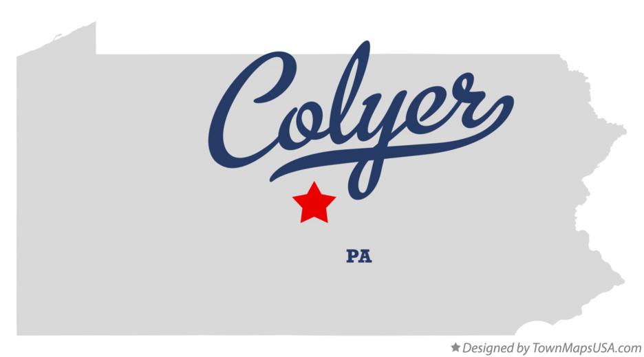Map of Colyer Pennsylvania PA