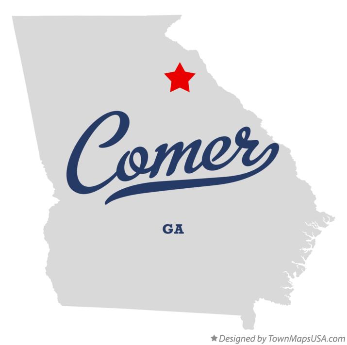 Map of Comer Georgia GA
