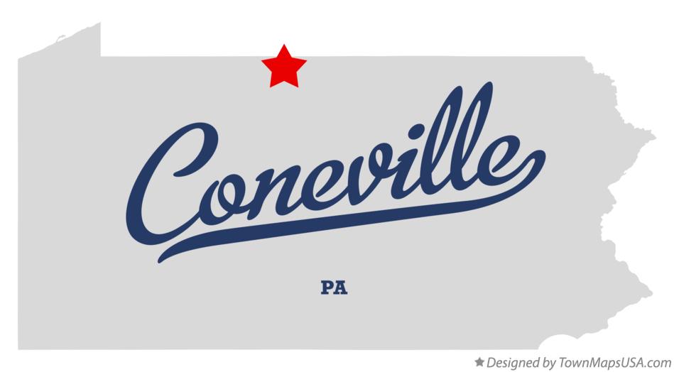 Map of Coneville Pennsylvania PA