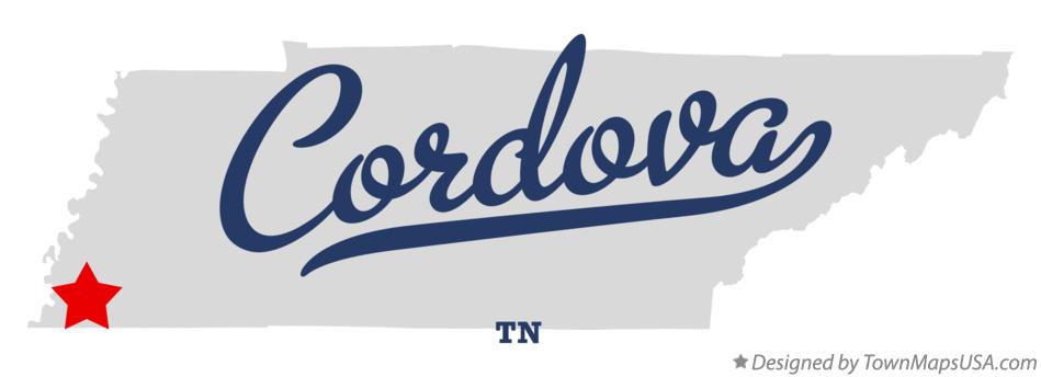 Map of Cordova Tennessee TN