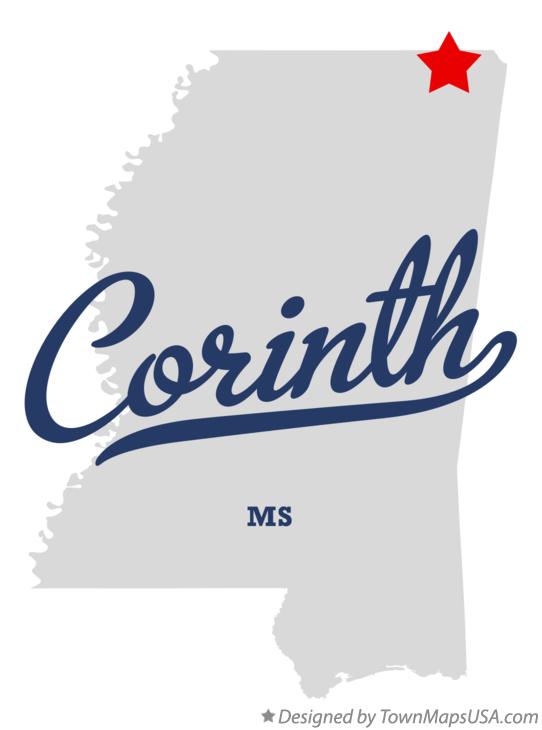 Map of Corinth Mississippi MS