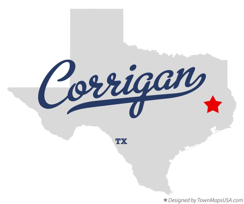 Map of Corrigan Texas TX