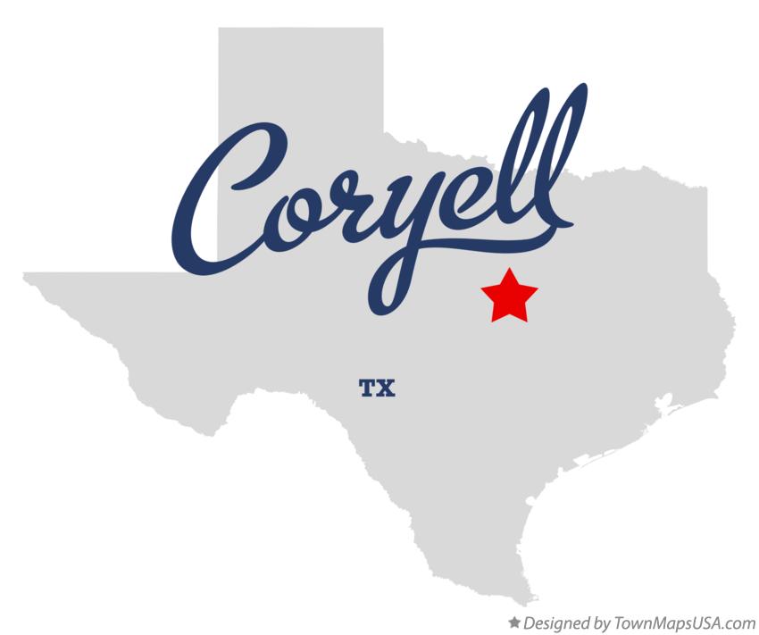 Map of Coryell Texas TX