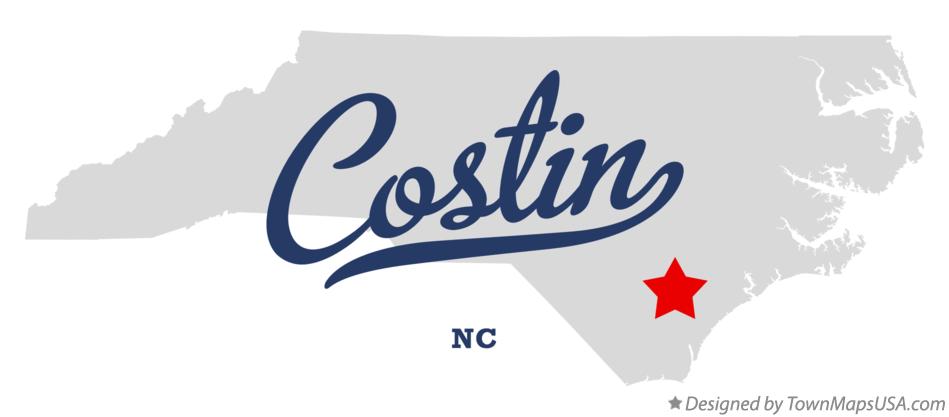 Map of Costin North Carolina NC