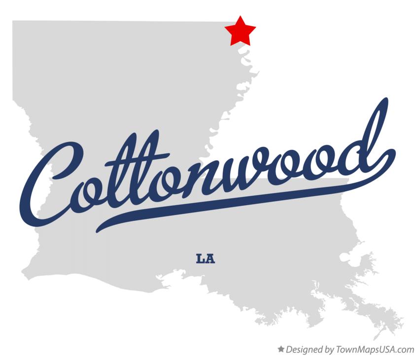 Map of Cottonwood Louisiana LA
