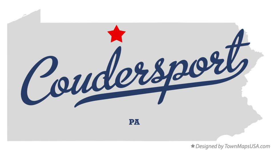 Map of Coudersport Pennsylvania PA