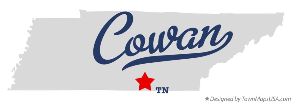 Map of Cowan Tennessee TN