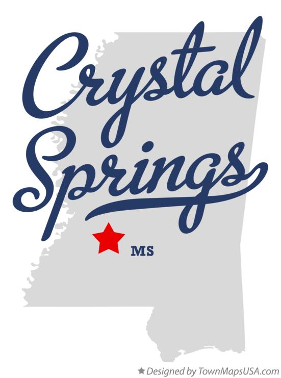 Map of Crystal Springs Mississippi MS