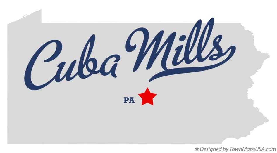 Map of Cuba Mills Pennsylvania PA