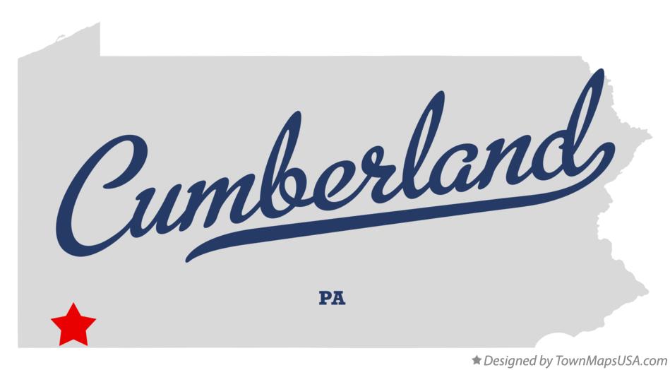 Map of Cumberland Pennsylvania PA